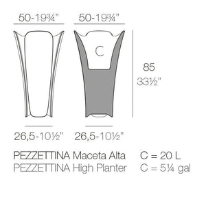 Pezzettina PLANTER in White Color 50x50x85