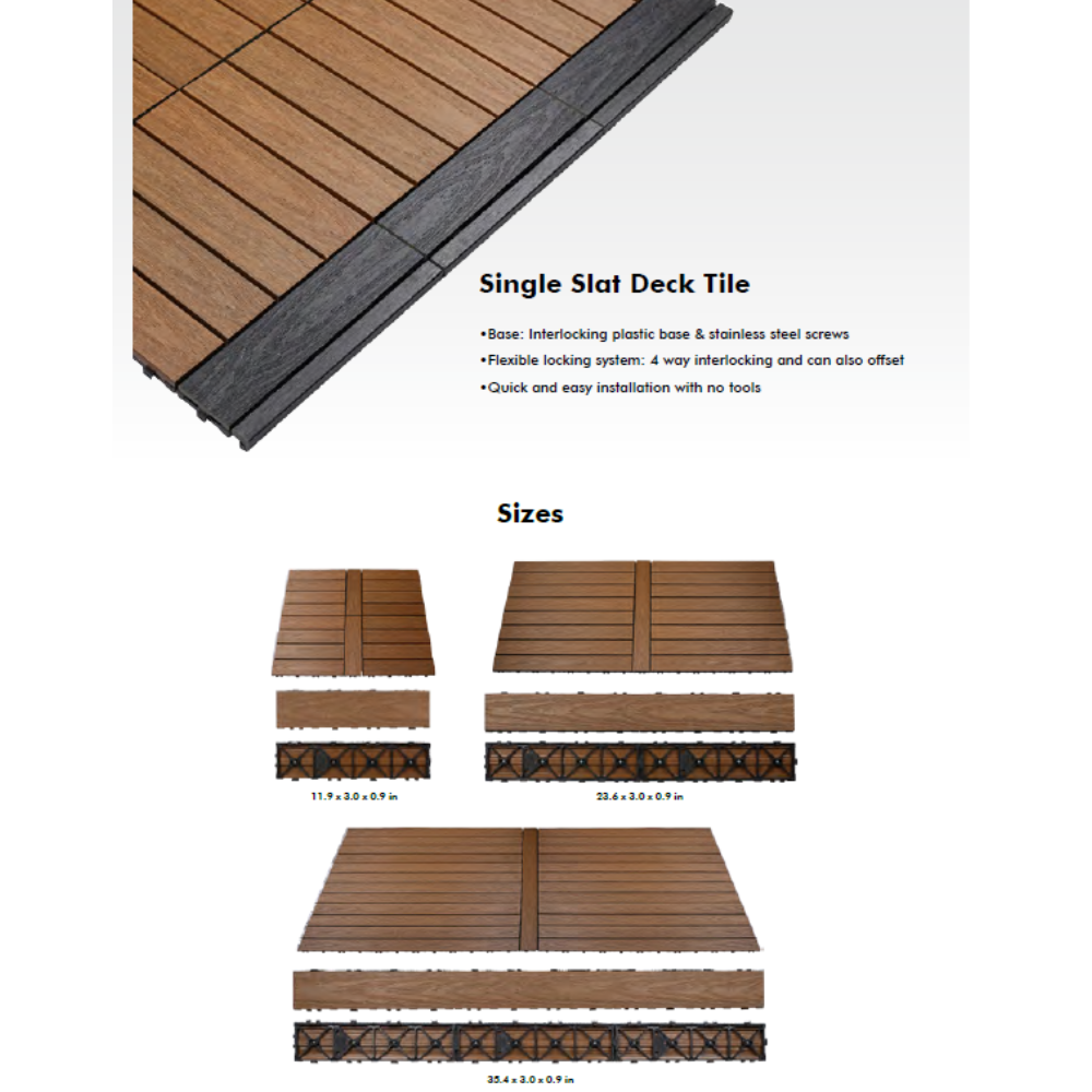 WPC Single Slat Deck Tile Natural